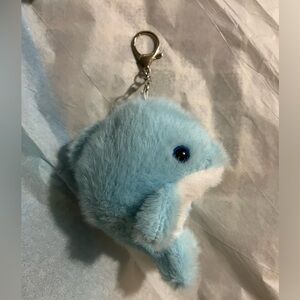 Blue Plush Dolphin Keychain or Handbag Charm
